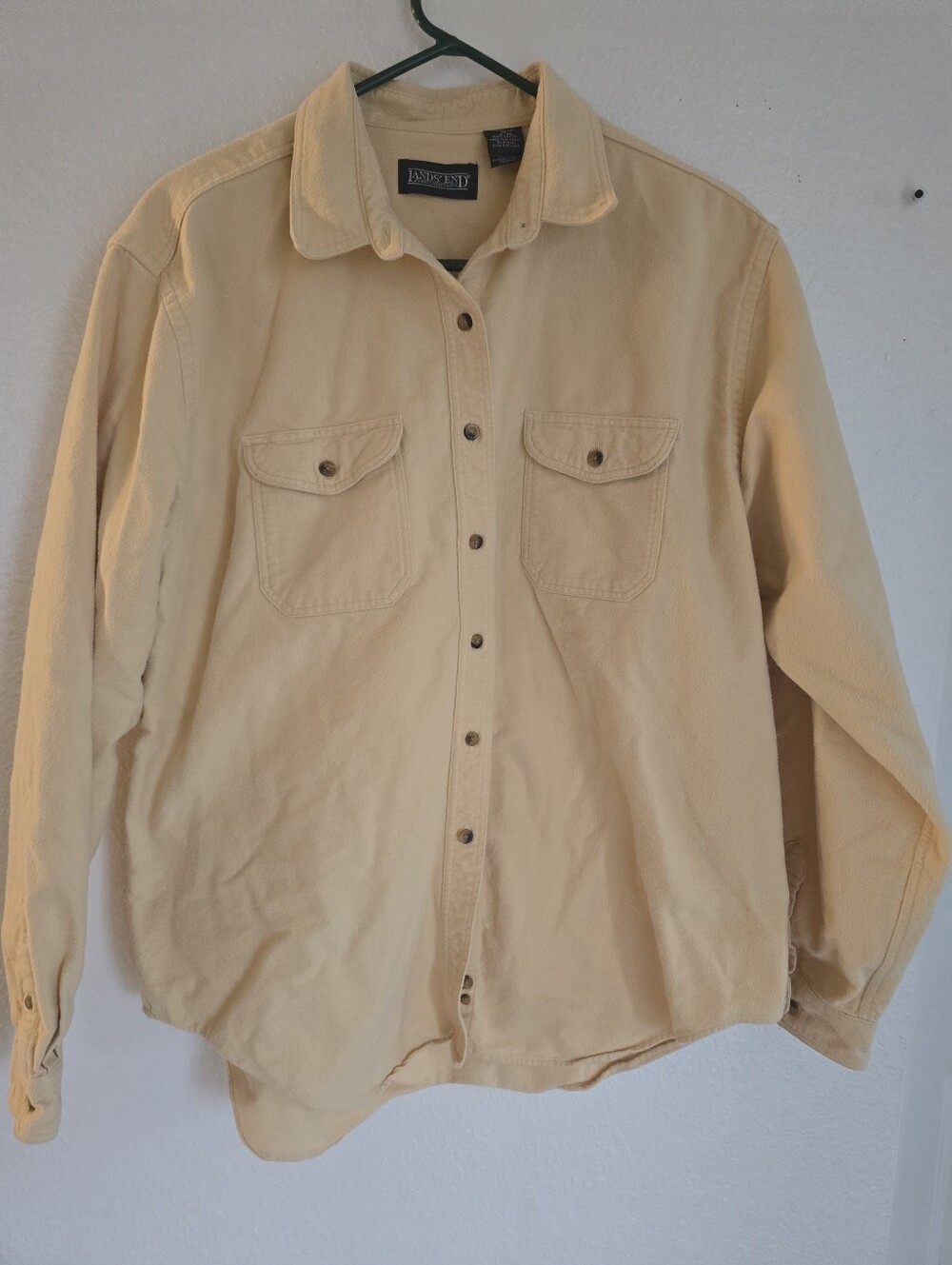 Vintage Lands End Chamois womens heavyweight long sleeve shirt Sz XL yellow